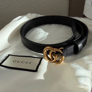 Gucci Black Belt with Gold GG Buckle